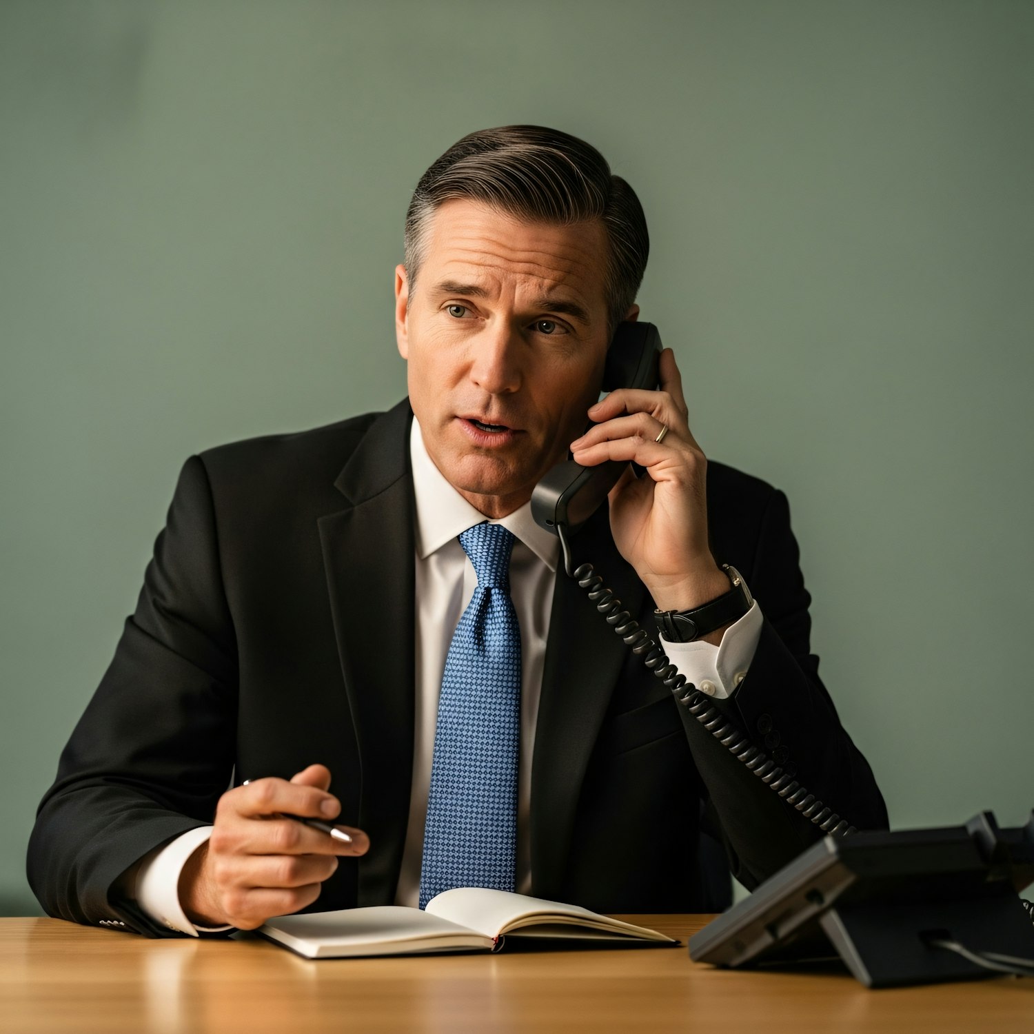 An appointment setter engaging in a professional phone call, symbolizing the core activity of reaching out to leads.